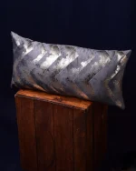 Grey & Gold Rectangular Throw Pillow