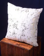 White & Gold Square Throw Pillow